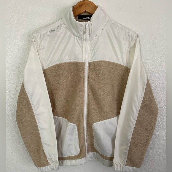 Polo Ralph Lauren Jackets & Blazers - Polo Ralph Lauren RLX Golf Chic Cream Athletic Fleece Jacket Women’s Size Small